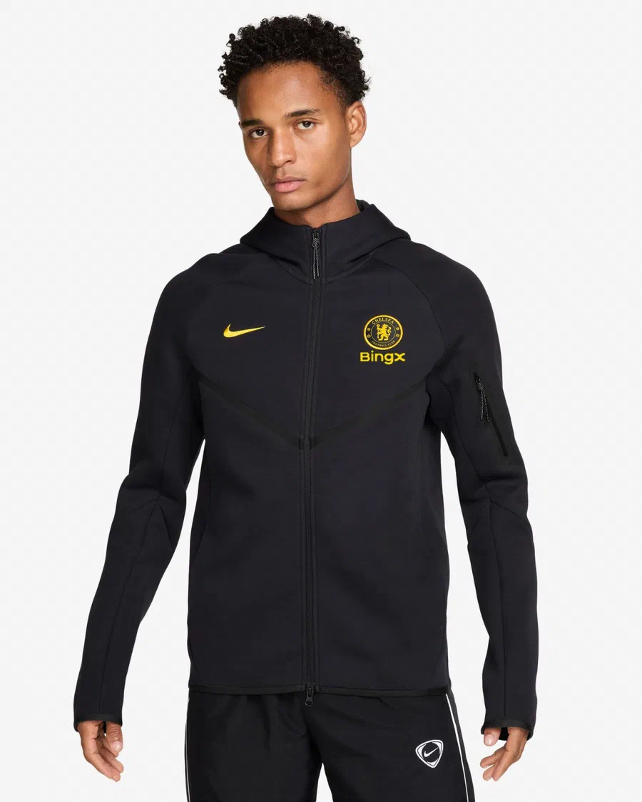 Veste Tech Fleece Chelsea noire, poche zippée sur la manche gauche
