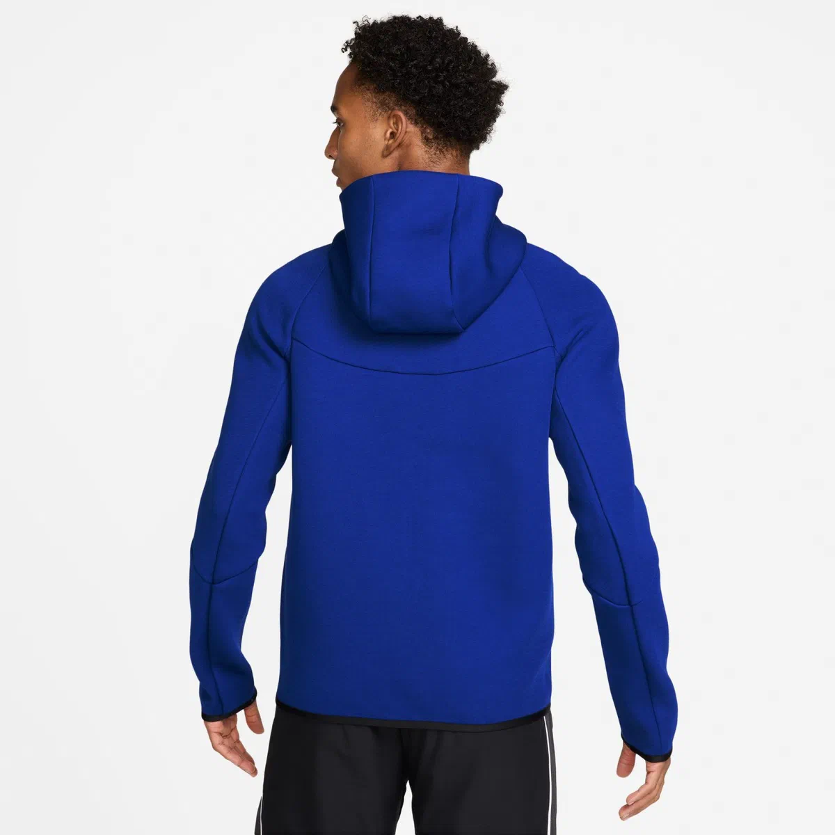 Veste Tech Fleece PSG bleu roi vue de dos, capuche et coutures