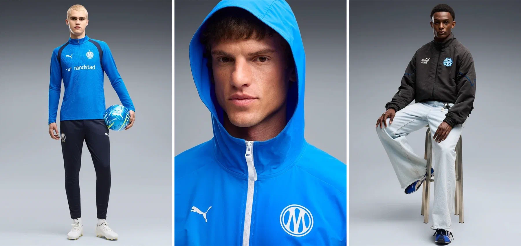 Collection d'entraînement OM 2026/27 de Puma : haut d'entraînement bleu roi, veste à capuche PUMATECH et veste King Archive