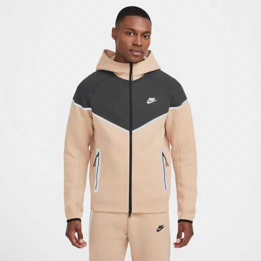 Veste survêtement Nike TechFleece Windrunner beige noir